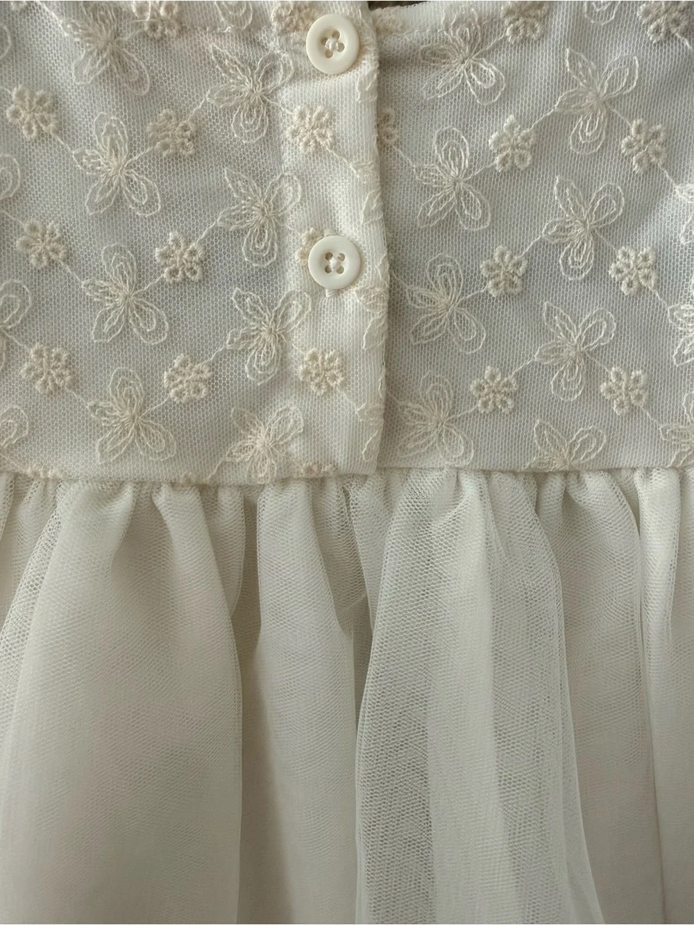 New! Girls White Tulle Party Top with Embroidered Yoke 18M-2T